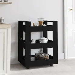 vidaXL Keukentrolley 60x45x80 cm bewerkt hout zwart