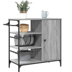 vidaXL Keukentrolley 100x50x95 cm bewerkt hout zwart