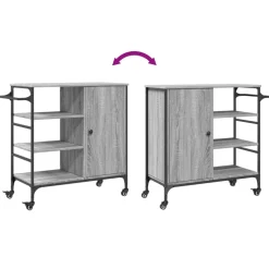 vidaXL Keukentrolley 100x50x95 cm bewerkt hout zwart