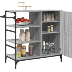 vidaXL Keukentrolley 100x50x95 cm bewerkt hout zwart