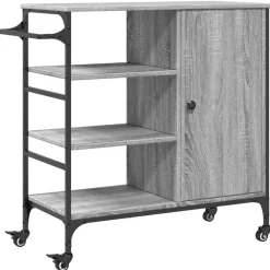 vidaXL Keukentrolley 100x50x95 cm bewerkt hout zwart