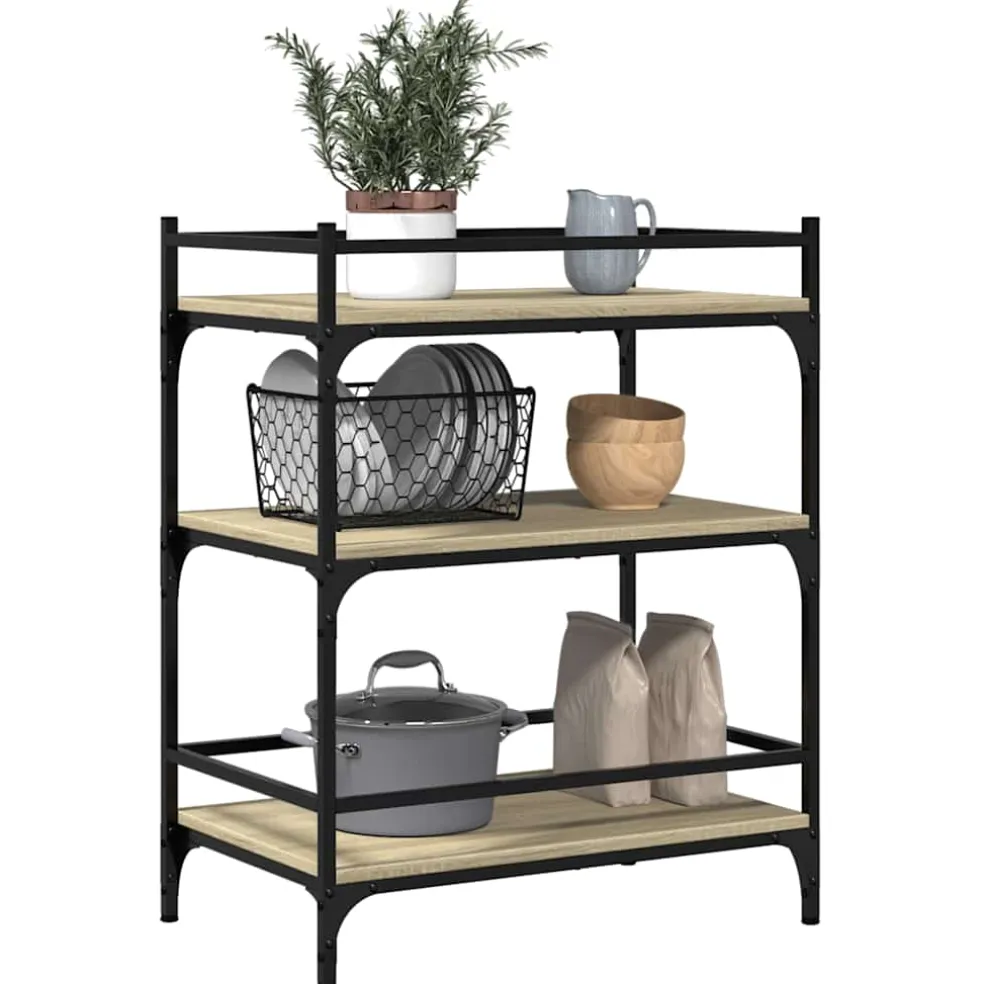 vidaXL Keukentrolley 65x40x86,5 cm bewerkt hout sonoma eikenkleurig