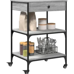 vidaXL Keukentrolley 60x48x89,5 cm bewerkt hout grijs sonoma eiken