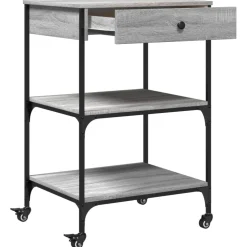 vidaXL Keukentrolley 60x48x89,5 cm bewerkt hout grijs sonoma eiken