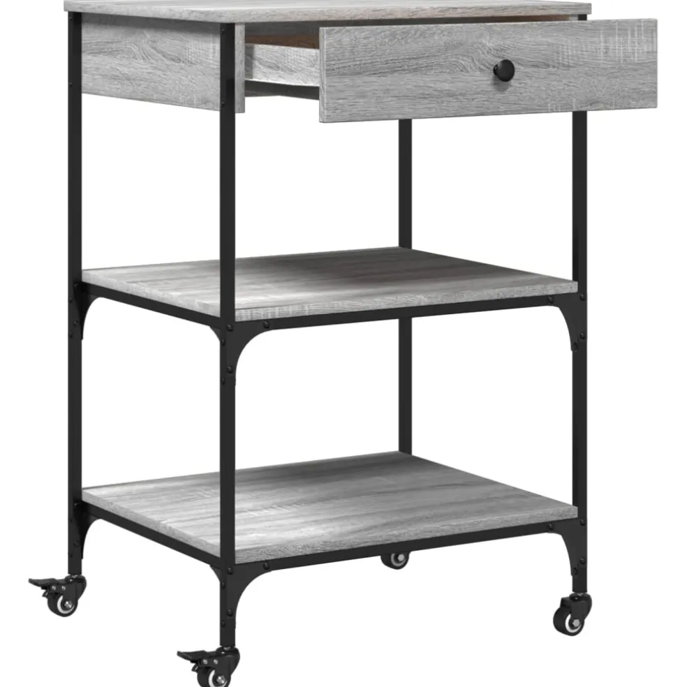 vidaXL Keukentrolley 60x48x89,5 cm bewerkt hout grijs sonoma eiken