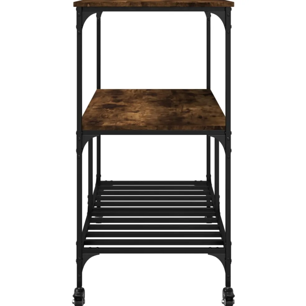 vidaXL Keukentrolley 100x50x95 cm bewerkt hout gerookt eikenkleurig