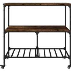vidaXL Keukentrolley 100x50x95 cm bewerkt hout gerookt eikenkleurig