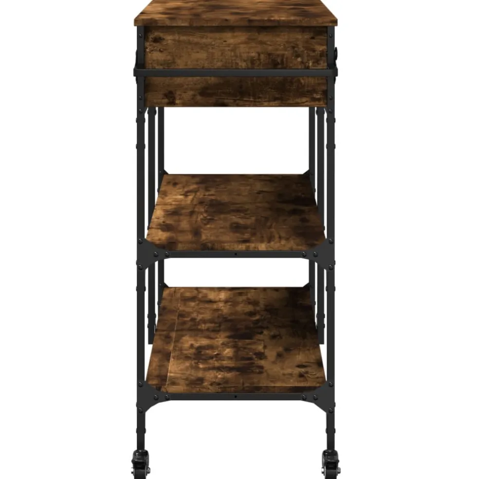 vidaXL Keukentrolley 105x42x95 cm bewerkt hout gerookt eikenkleurig