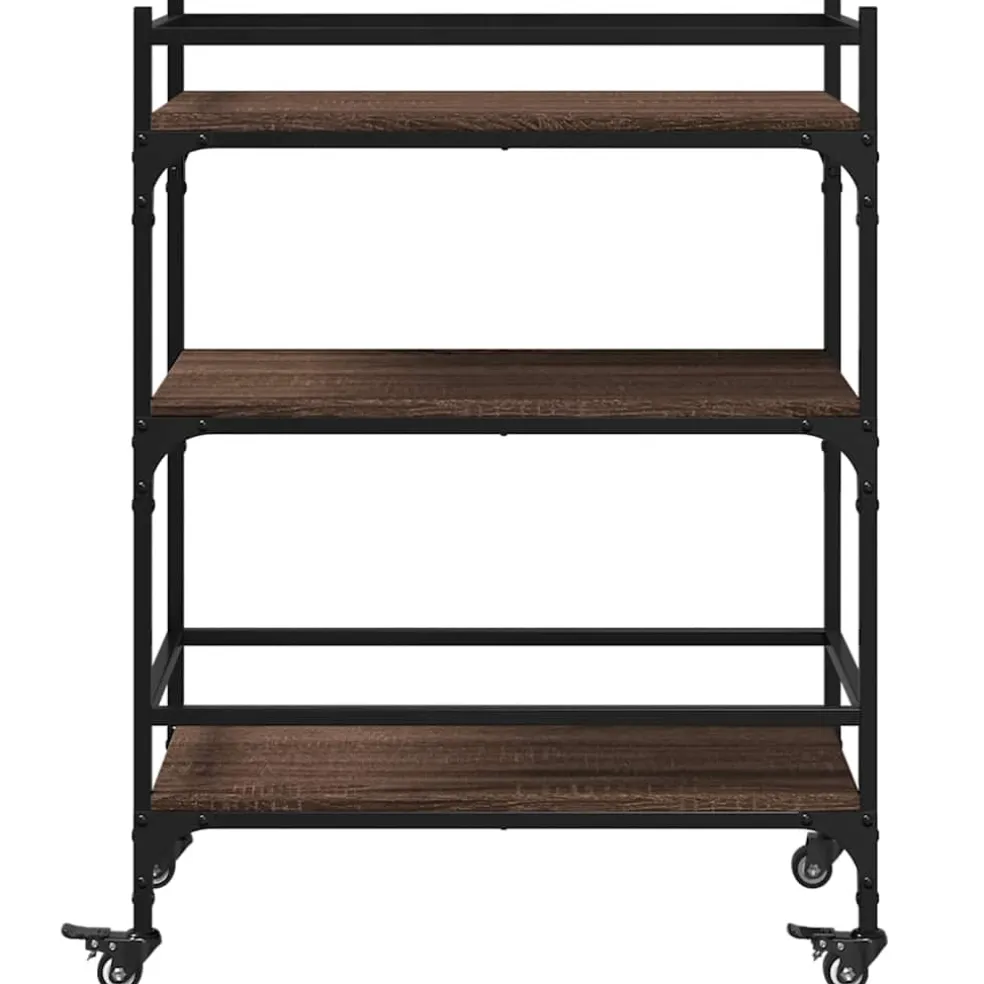vidaXL Keukentrolley 65x40x86,5 cm bewerkt hout bruin eikenkleurig