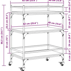 vidaXL Keukentrolley 65x40x86,5 cm bewerkt hout bruin eikenkleurig