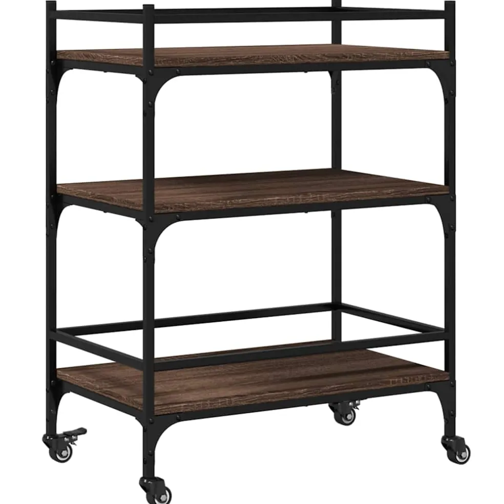 vidaXL Keukentrolley 65x40x86,5 cm bewerkt hout bruin eikenkleurig