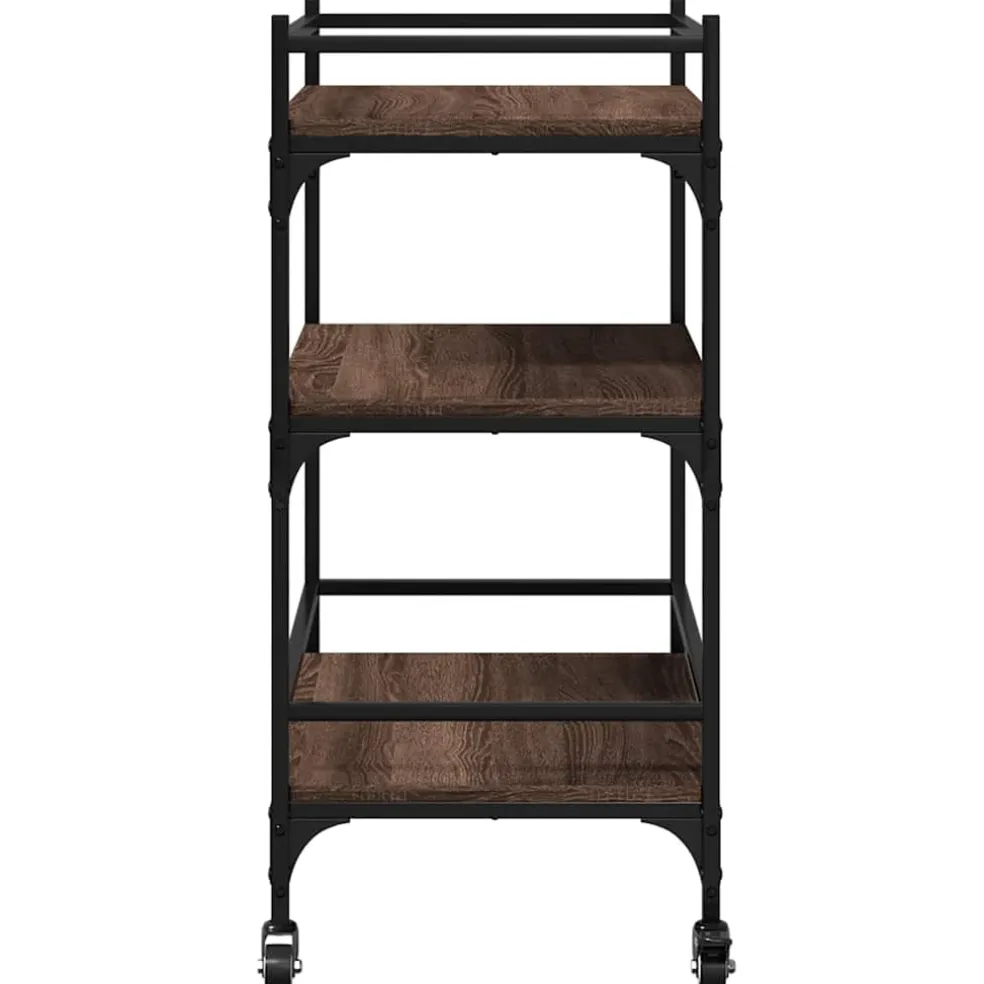 vidaXL Keukentrolley 65x40x86,5 cm bewerkt hout bruin eikenkleurig