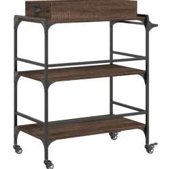 vidaXL Keukentrolley 81,5x41x92,5 cm bewerkt hout bruin eikenkleurig