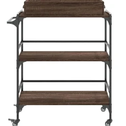 vidaXL Keukentrolley 81,5x41x92,5 cm bewerkt hout bruin eikenkleurig