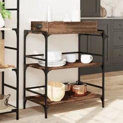 vidaXL Keukentrolley 81,5x41x92,5 cm bewerkt hout bruin eikenkleurig