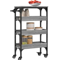 vidaXL Keukentrolley 53x20x76 cm bewerkt hout grijs sonoma eiken