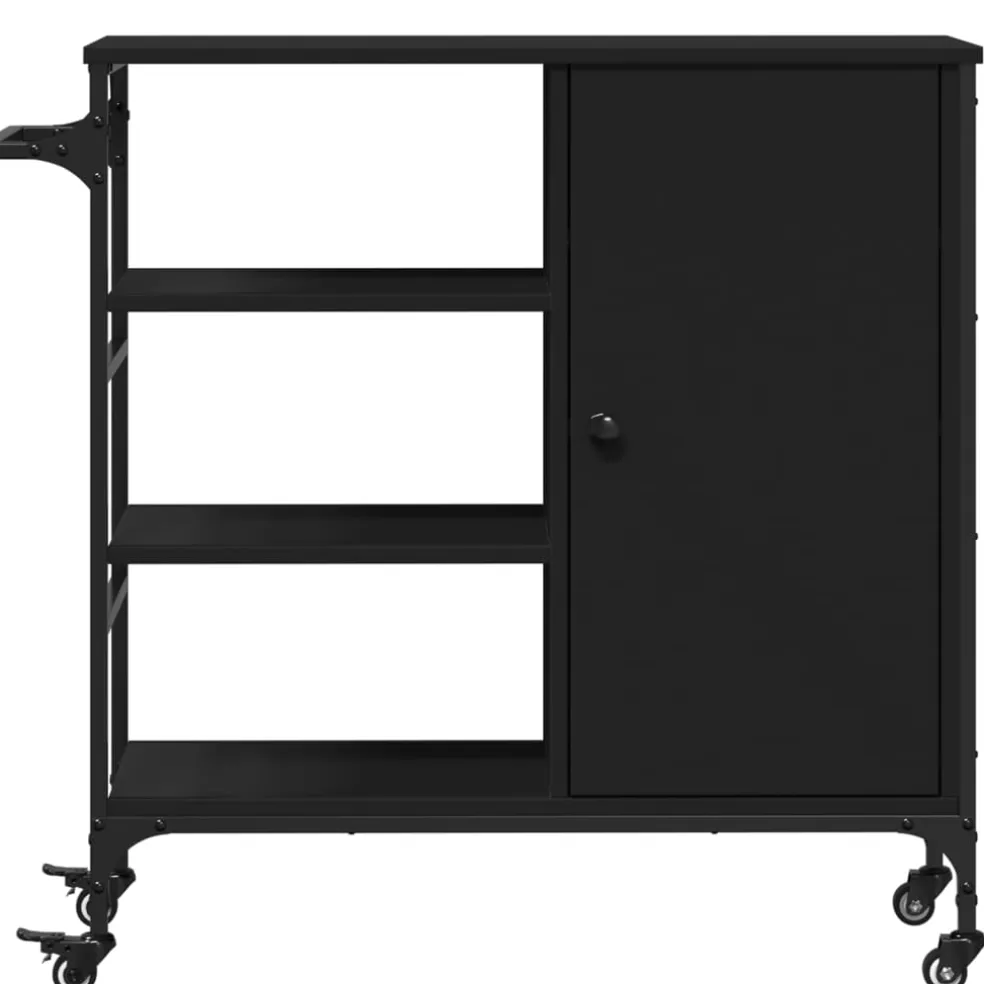 vidaXL Keukentrolley 87,5x38,5x84,5 cm bewerkt hout zwart