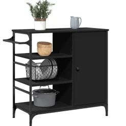 vidaXL Keukentrolley 87,5x38,5x84,5 cm bewerkt hout zwart