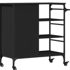 vidaXL Keukentrolley 87,5x38,5x84,5 cm bewerkt hout zwart