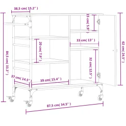vidaXL Keukentrolley 87,5x38,5x84,5 cm bewerkt hout zwart