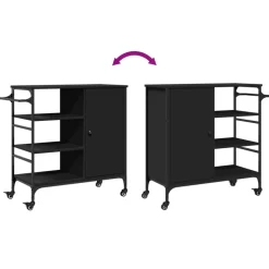 vidaXL Keukentrolley 87,5x38,5x84,5 cm bewerkt hout zwart