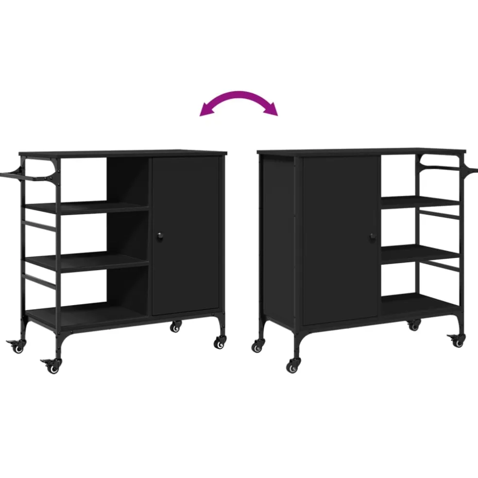 vidaXL Keukentrolley 87,5x38,5x84,5 cm bewerkt hout zwart