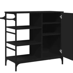 vidaXL Keukentrolley 87,5x38,5x84,5 cm bewerkt hout zwart