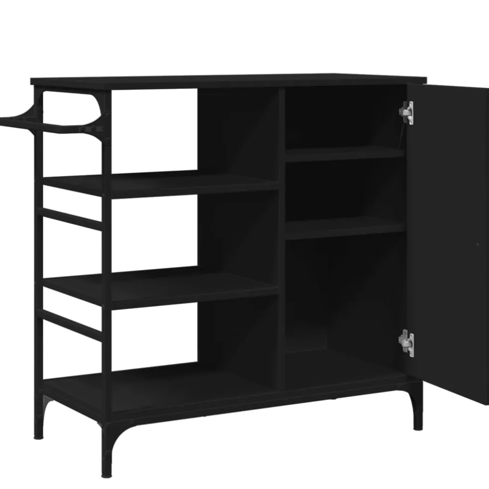 vidaXL Keukentrolley 87,5x38,5x84,5 cm bewerkt hout zwart