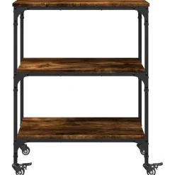 vidaXL Keukentrolley 60x41x76 cm bewerkt hout gerookt eikenkleurig