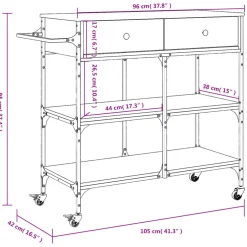 vidaXL Keukentrolley 105x42x95 cm bewerkt hout grijs sonoma eikenkleur