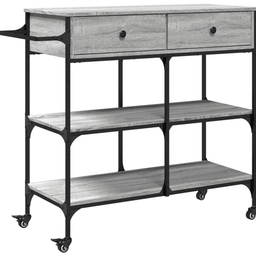 vidaXL Keukentrolley 105x42x95 cm bewerkt hout grijs sonoma eikenkleur