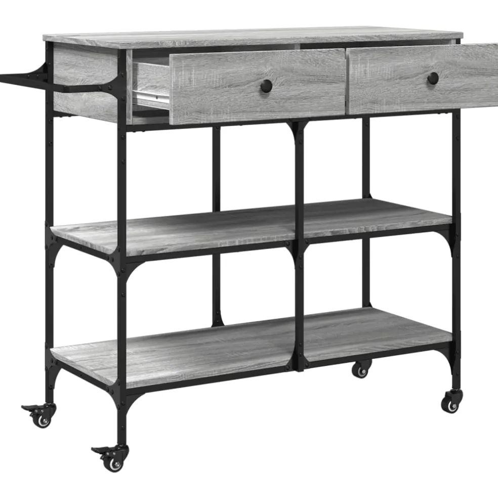 vidaXL Keukentrolley 105x42x95 cm bewerkt hout grijs sonoma eikenkleur