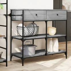 vidaXL Keukentrolley 105x42x95 cm bewerkt hout grijs sonoma eikenkleur