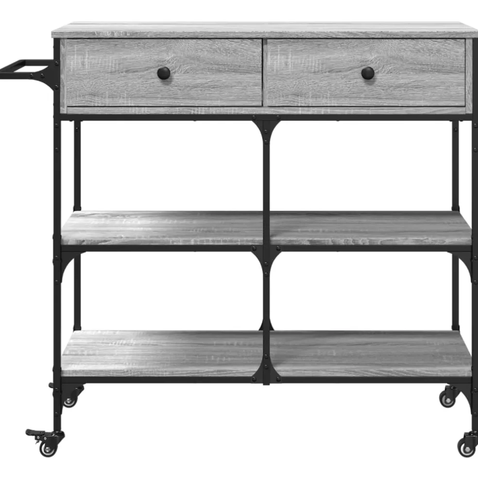 vidaXL Keukentrolley 105x42x95 cm bewerkt hout grijs sonoma eikenkleur