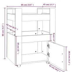 vidaXL Keukentrolley 60x45x80 cm bewerkt hout wit