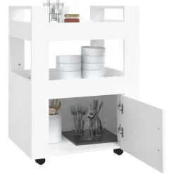 vidaXL Keukentrolley 60x45x80 cm bewerkt hout wit