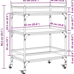 vidaXL Keukentrolley 65x40x86,5 cm bewerkt hout grijs sonoma eiken