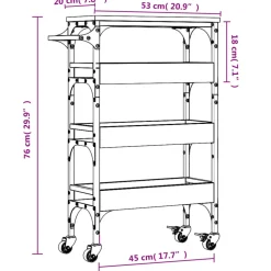 vidaXL Keukentrolley 53x20x76 cm bewerkt hout gerookt eikenkleurig