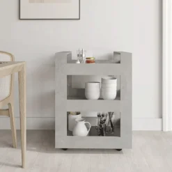 vidaXL Keukentrolley 53x20x76 cm bewerkt hout gerookt eikenkleurig