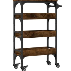 vidaXL Keukentrolley 53x20x76 cm bewerkt hout gerookt eikenkleurig