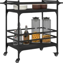 vidaXL Keukentrolley 82x40x78,5 cm bewerkt hout zwart