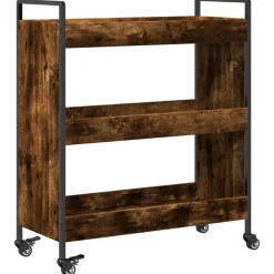 vidaXL Keukentrolley 70x30x82 cm bewerkt hout gerookt eikenkleurig