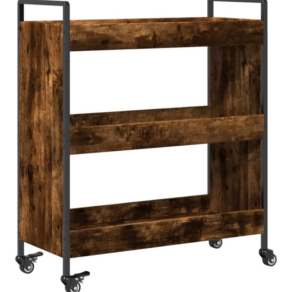 vidaXL Keukentrolley 70x30x82 cm bewerkt hout gerookt eikenkleurig
