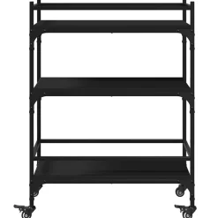 vidaXL Keukentrolley 65x40x86,5 cm bewerkt hout zwart