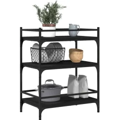 vidaXL Keukentrolley 65x40x86,5 cm bewerkt hout zwart