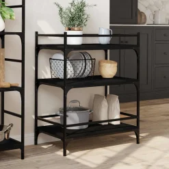 vidaXL Keukentrolley 65x40x86,5 cm bewerkt hout zwart