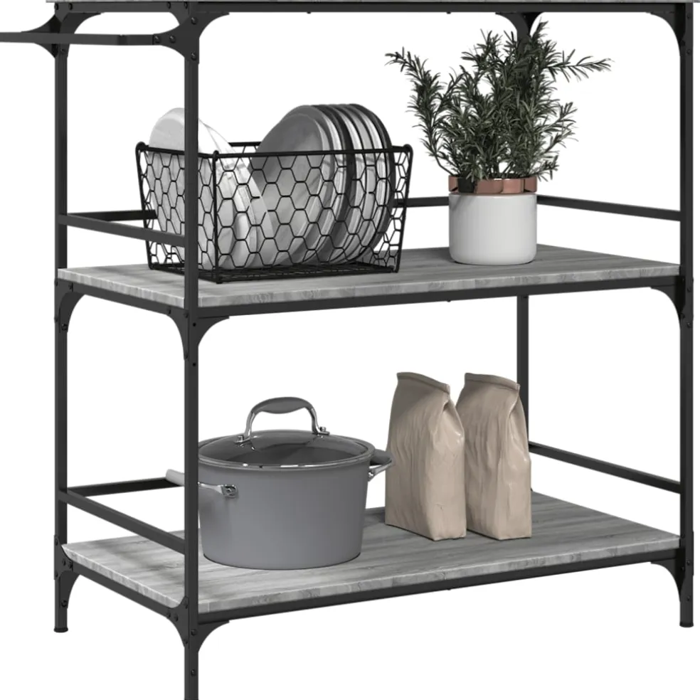 vidaXL Keukentrolley 100,5x50x105 cm grijs sonoma eikenkleur