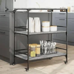 vidaXL Keukentrolley 100,5x50x105 cm grijs sonoma eikenkleur