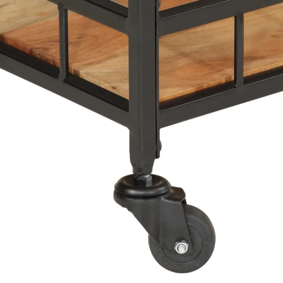 vidaXL Keukentrolley 60x40x80 cm massief acaciahout en ijzer