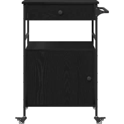 vidaXL Keuken Trolley Zwart Eiken 56 x 43 x 89,5 cm Bewerkt hout